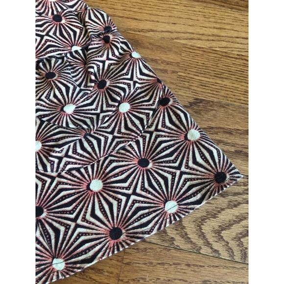 FREE PEOPLE Geometric Print Brown Red Mini A-Line Women's Skirt Size M - Picture 6 of 8